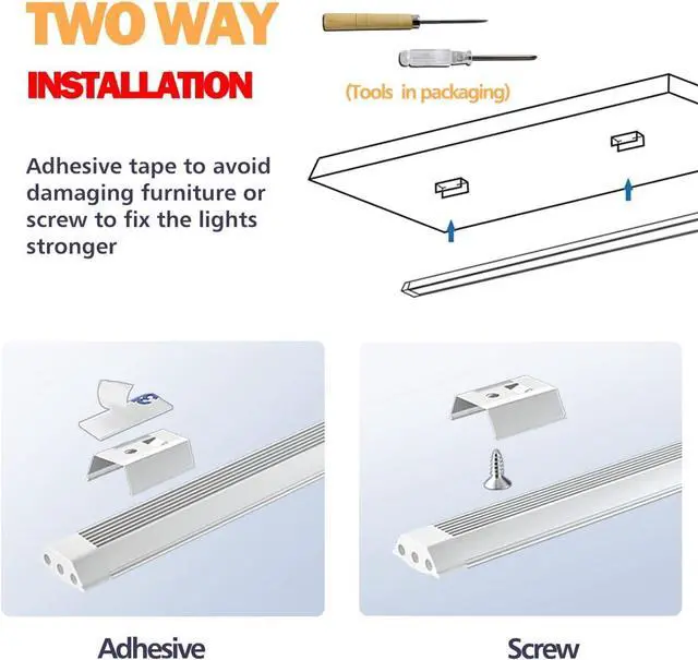 Alt view image 5 of 7 - LED Under Cabinet Lighting, 6pcs 12inch Led Light Bar Kit with Warm White 1260 Lumen, 14W, LED Kitchen Counter Light Plug in for Kitchen Cabinet, Counter, Closet, Shelves, Desk