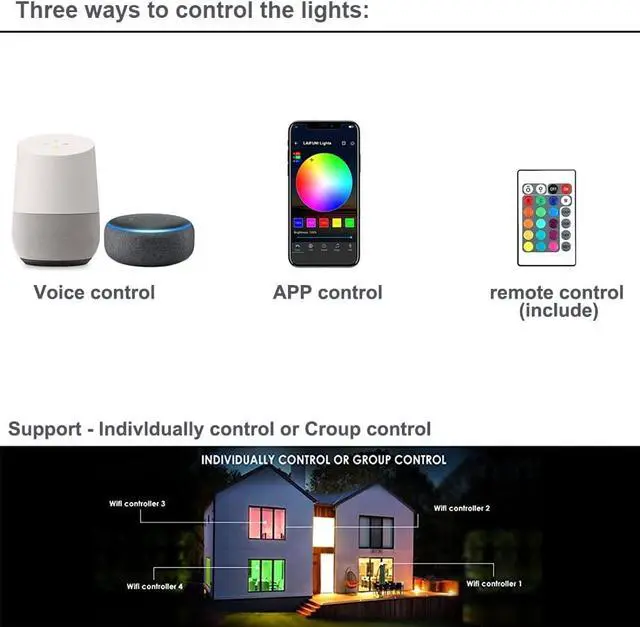 Alt view image 3 of 6 - RGB Under Cabinet Lights, LED Linkable Light Bar, 12 Inch Remote Closet Lights Work with Alexa, Google Home, Dimmable Multicolor Lighting for Desk, Shelf, Kitchen, Room (9 Pack)