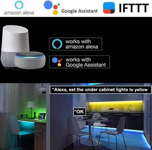 Alt view image 4 of 6 - RGB Under Cabinet Lights, LED Linkable Light Bar, 12 Inch Remote Closet Lights Work with Alexa, Google Home, Dimmable Multicolor Lighting for Desk, Shelf, Kitchen, Room (9 Pack)