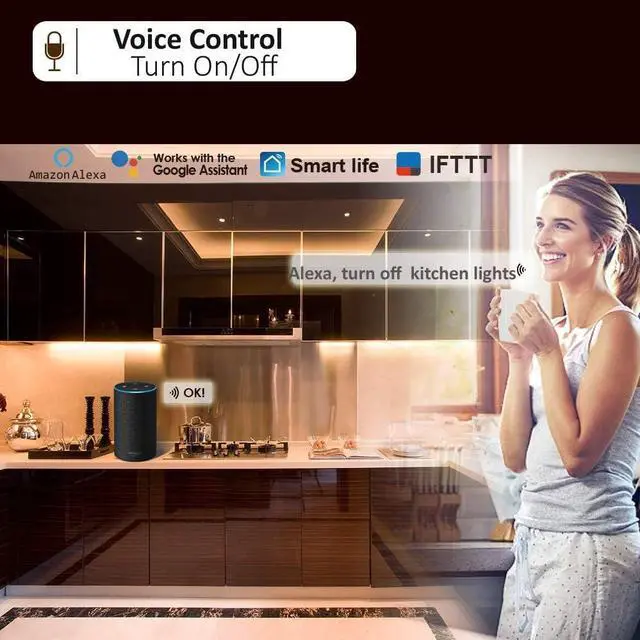 Alt view image 5 of 7 - Smart Under Cabinet Lighting App Alexa & Google Compatible Cabinet Lights  Linkable with Timer Under Counter Lights Fixtures for Kitchen Book Shelf Show Case (6 Lights Bar Kit)