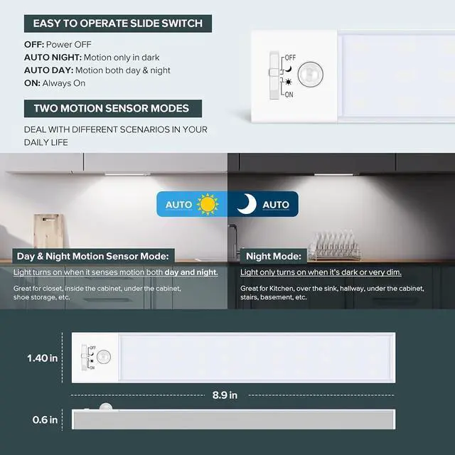 Alt view image 4 of 7 - 36 LED Closet Lights Motion Sensored Battery Powered LED Lights, Under Cabinet Lighting, Motion Sensor Light Indoor, Wireless Lights, 1500mah Rechargeable Battery Operated Lights (3 Pack)