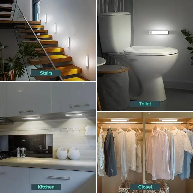 Alt view image 7 of 7 - 36 LED Closet Lights Motion Sensored Battery Powered LED Lights, Under Cabinet Lighting, Motion Sensor Light Indoor, Wireless Lights, 1500mah Rechargeable Battery Operated Lights (3 Pack)