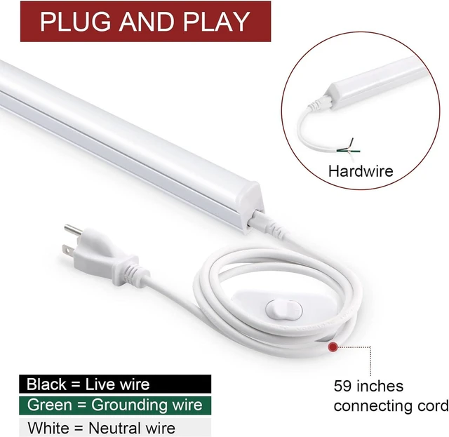 Alt view image 3 of 7 - LED Shop Light for Garage, T5, 2FT, 10W, 1100LM, 4000K, 8 Pack