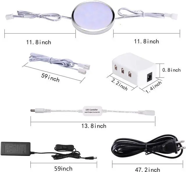 Alt view image 5 of 7 - LED Dimmable Under Cabinet Lighting Plug in,10 Pack Linkable Puck Lights with Remote Control,Hardwired Cabinet Lights with Timer for Kitchen Counter,Wardrobe,Bookcase (Warm White)