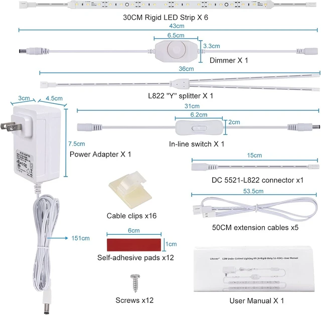 Alt view image 3 of 7 - Plug-In Under Cabinet LED Lighting Kit, 13W Daylight White 5000K