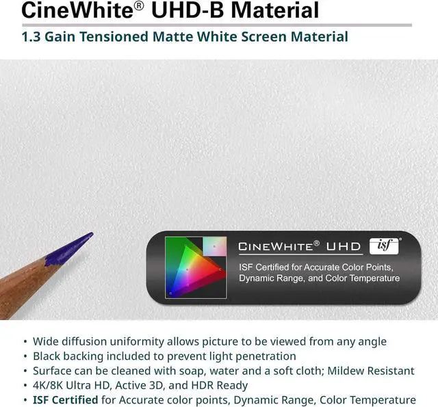 Alt view image 6 of 7 - Elite Screens Aeon CineGrey 3D, 100" Fixed Frame CLR/ALR Projector Screen 16:9, Standard Throw Projection, Edge Free Ceiling & Ambient Light Rejecting, Wall-Mounted, for Movie Home Theater, AR100DHD3