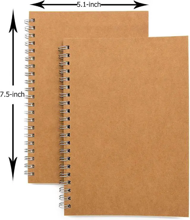 Alt view image 2 of 6 - Soft Cover Spiral Notebook Journal 2-Pack, Blank Sketch Book Pad, Wirebound Memo Notepads Diary Notebook Planner with Unlined Paper, 100 Pages/ 50 Sheets, 7.5 inch x 5.1 inch (Brown)