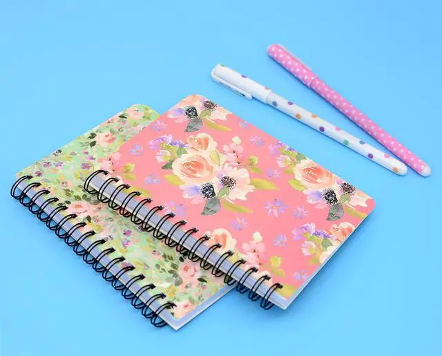 Alt view image 4 of 7 - Yansanido Spiral Notebook, 4 Pcs A6 Flower Design Thick Hardcover 8mm Ruled 4 Color 80 Sheets -160 Pages Journals for Study and Notes (A6-4pcs flower, A6)