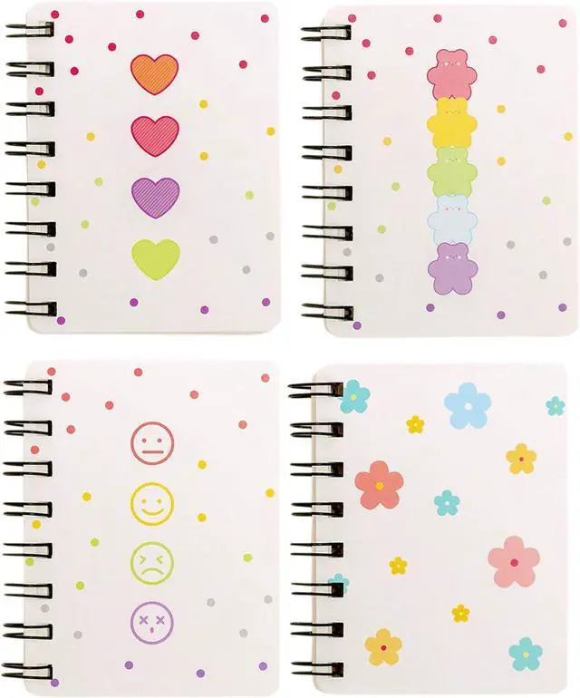 Main image of Yansanido Small Spiral Notebook, 4 Pcs 3.14 Inch x 4.13 Inch 4 Style Design Thick Hardcover Blank Pages 80 Sheets -160 Pages Journals for Study and Notes(Spiral 3.14 x4.13 Inch 4set, 3.14 x4.13 Inch)