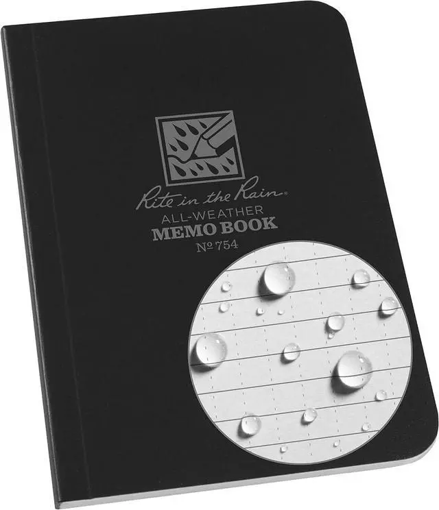 Main image of J.L. Darling Rite in The Rain Weatherproof Soft Cover Pocket Notebook, 3.5" x 5", Black Cover, Universal Pattern (No. 754), 5 x 3.5 x 0.25