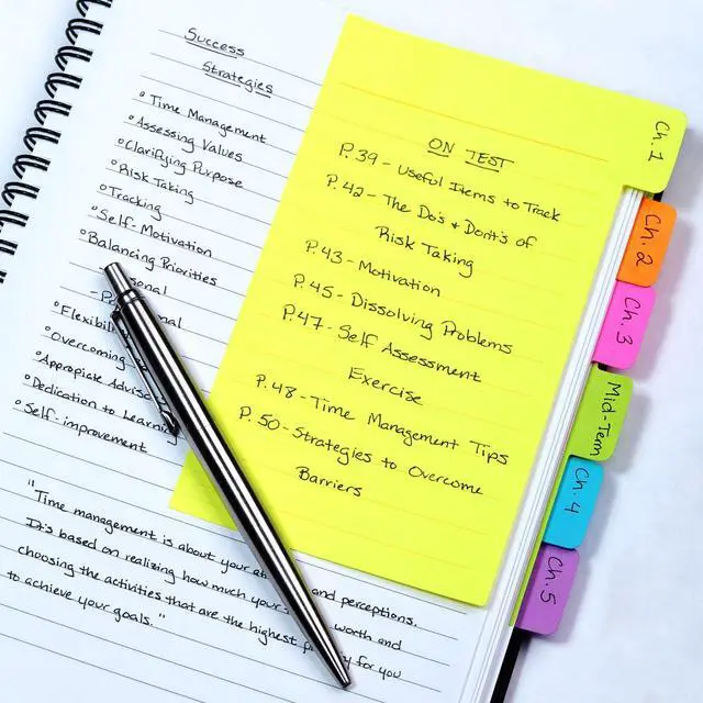Alt view image 2 of 6 - Redi-Tag Divider Sticky Notes, Tabbed Self-Stick Lined Notepads, Adhesive Notes for School, Home and Office, 120 Ruled Notes, 4" x 6", 2 Books Per Pack, Assorted Colors (B10290)