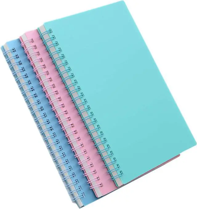 Alt view image 2 of 7 - Yansanido Spiral Notebook, 3 Pcs A5 Thick Plastic Hardcover 8mm Ruled 3 Color 80 Sheets -160 Pages Journals for Study and Notes (Light Pink,Light Green,Light Blue, A5 5.7" x 8.3"-Ruled)