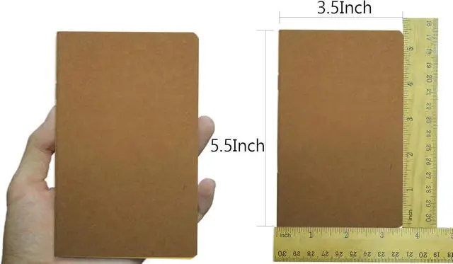 Alt view image 2 of 7 - Yansanido 12 Pcs 5.5 Inch x 3.5 Inch Brown Cover Pocket Notebook 32 Sheets (64 Pages) Blank Pages 70 Gsm Paper (Brown, Blank)