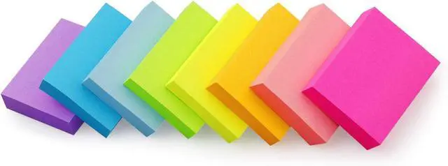 Main image of Sticky Notes 1.5x2 in, Bright Colors Self-Stick Pads 8 Pads, 100 Sheets/Pad | Suitable for Home, Office, Notebooks, and School