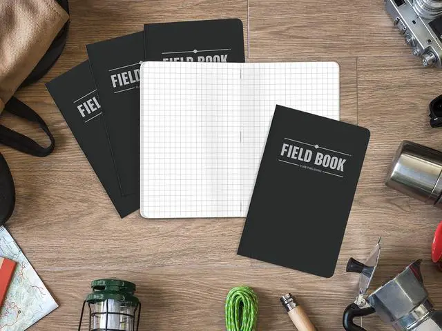 Alt view image 4 of 6 - Elan Publishing Company Field Notebook/Pocket Journal - 3.5"x5.5" - Black - Graph Memo Book - Pack of 5