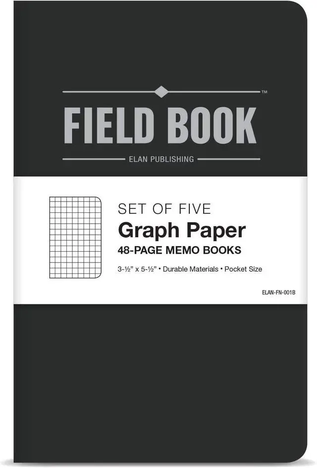 Alt view image 2 of 6 - Elan Publishing Company Field Notebook/Pocket Journal - 3.5"x5.5" - Black - Graph Memo Book - Pack of 5