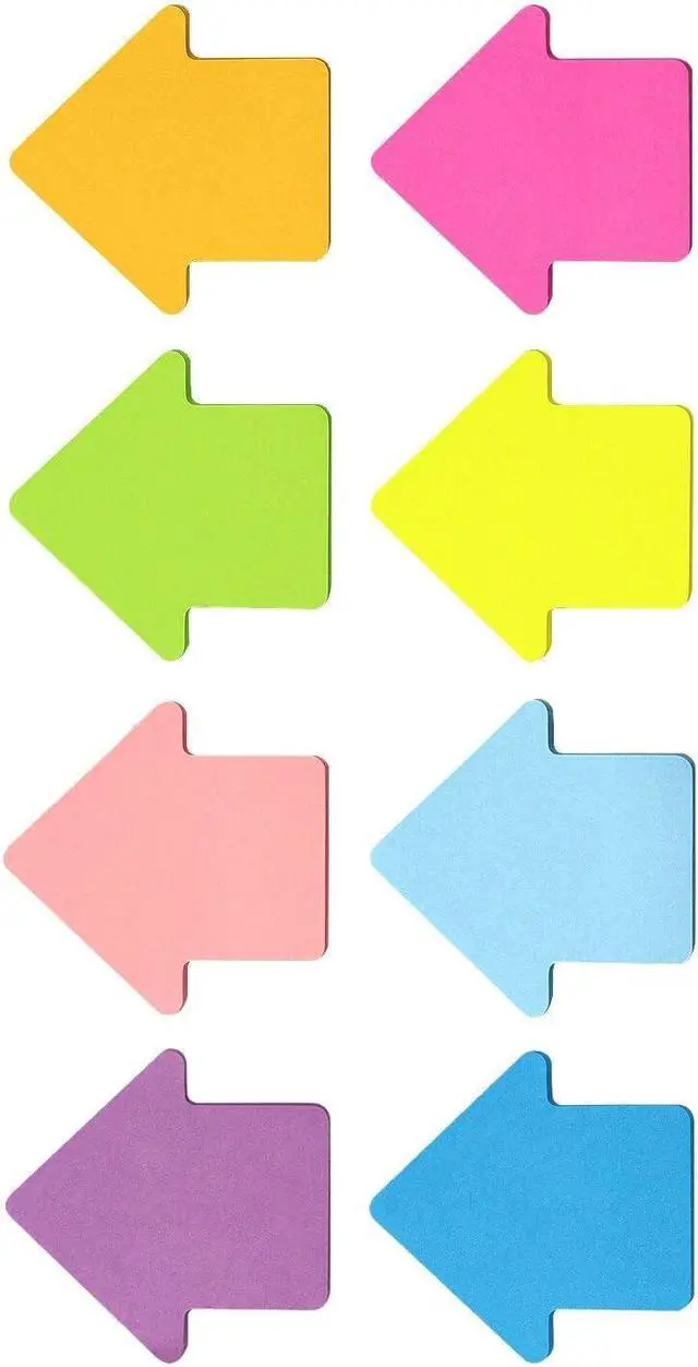 Main image of SIMONA Arrow Shape Sticky Notes 8 Bright Colors, 600 Sheets | Arrow Design Self-Sticky Note Pads, 8 Assorted Bright Colors Sticky Notes for Office, School, Family