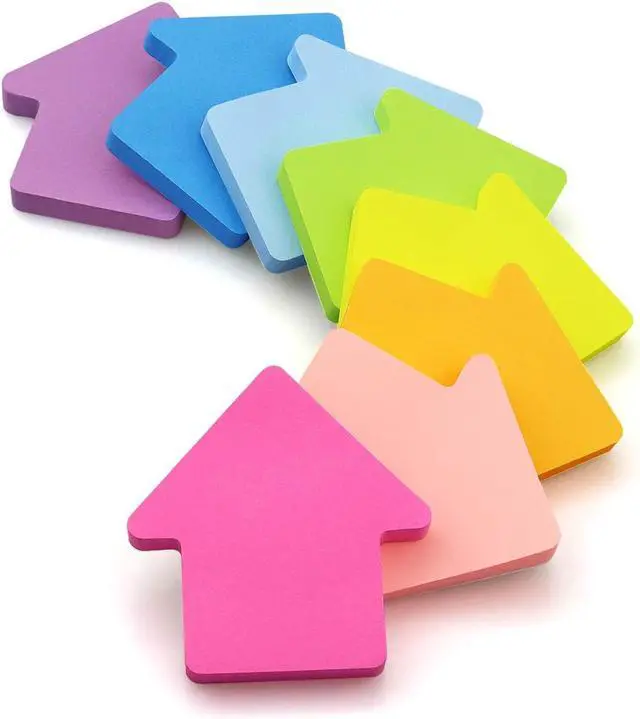 Alt view image 3 of 7 - SIMONA Arrow Shape Sticky Notes 8 Bright Colors, 600 Sheets | Arrow Design Self-Sticky Note Pads, 8 Assorted Bright Colors Sticky Notes for Office, School, Family