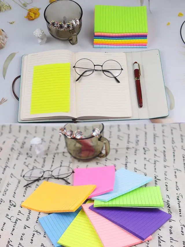 Alt view image 7 of 7 - (8 Pads) Lined Sticky Notes 4x6 in, 8 Bright Colors, Self-Stick Note Pads | Large Notepads with Lines, Super Sticky, 40 Sheets/Pad, Easy to Post for Office, Home & School