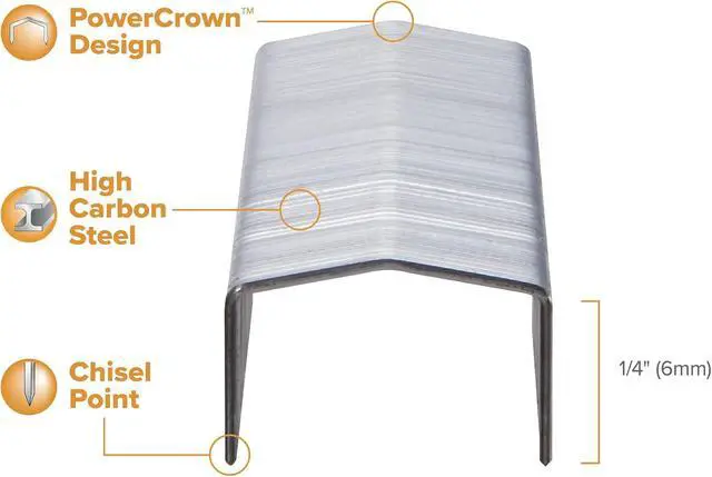 Alt view image 2 of 5 - Bostitch Office B8 PowerCrown 0.25 Inch Staples, Pack of 5,000 Staples (STCRP21151/4), Silver