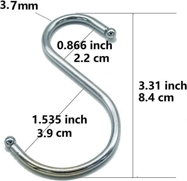 Alt view image 2 of 5 - Lysas 20-Pack Round S Shaped Metal, Hooks Hangers for Kitchen, Bathroom, Bedroom and Office