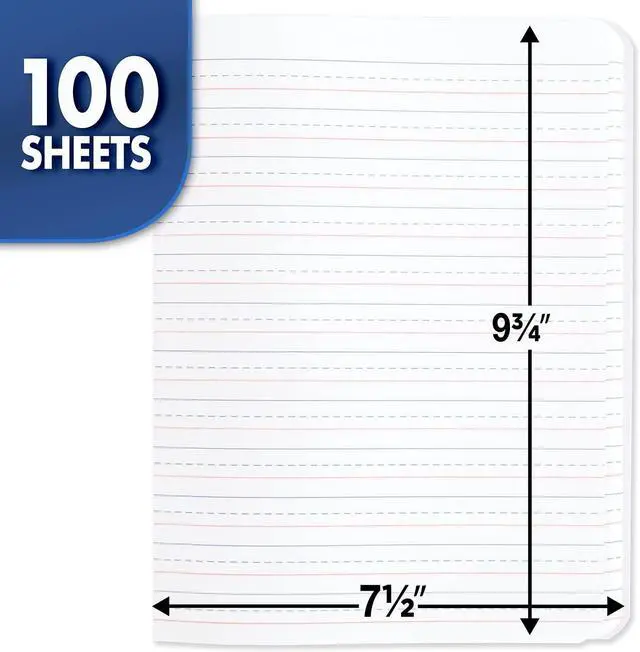 Alt view image 3 of 7 - Mead Primary Composition Book, Primary Ruled Journal, Grades K-2, 7-1/2" x 9-3/4", 100 Sheets, Blue Marble (09902)