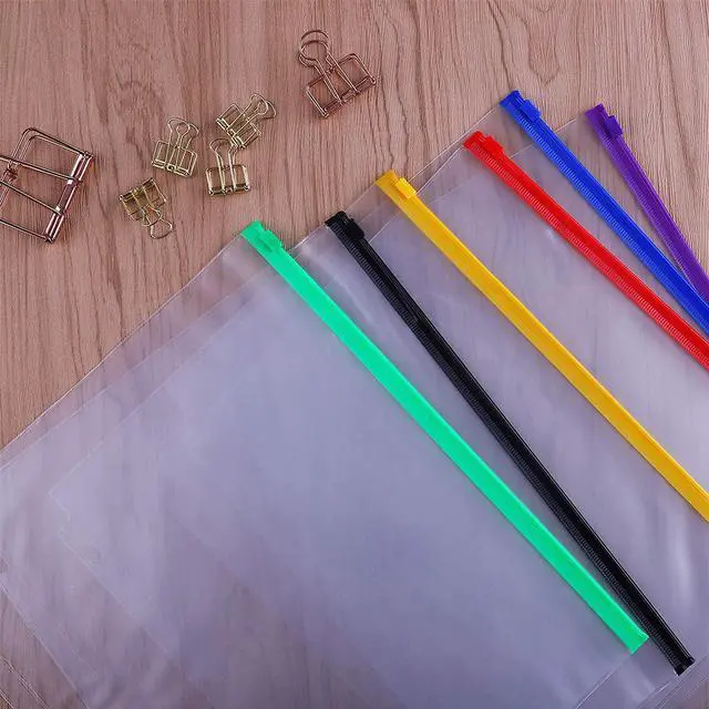 Alt view image 2 of 7 - Antner 6 Pack Letter Size Binder Pockets for 3 Ring Binder, Multicolor Zipper Binder Pouches Loose Leaf Bags Document Folders, Waterproof PVC Binder Pockets Filing Bags for Business Office Supplies