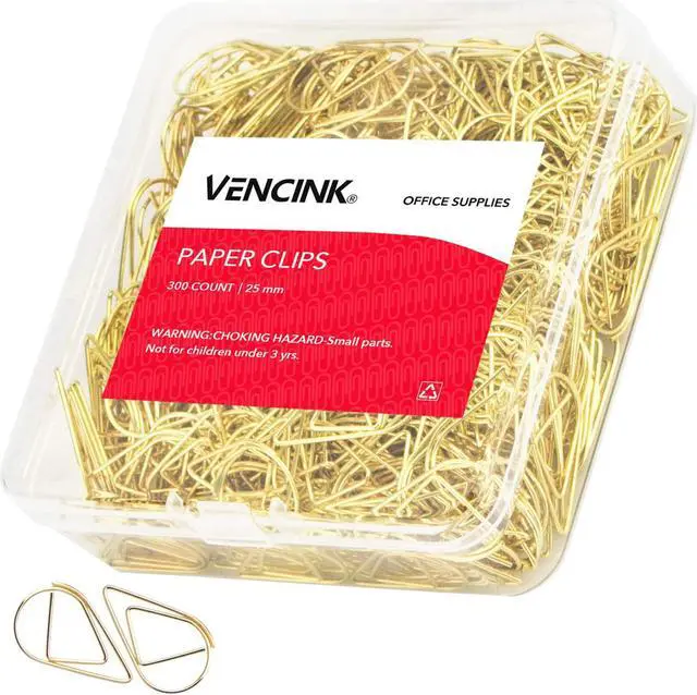 Main image of VENCINK 300 Pcs Gold Paper Clips Teardrop Cute Paperclips