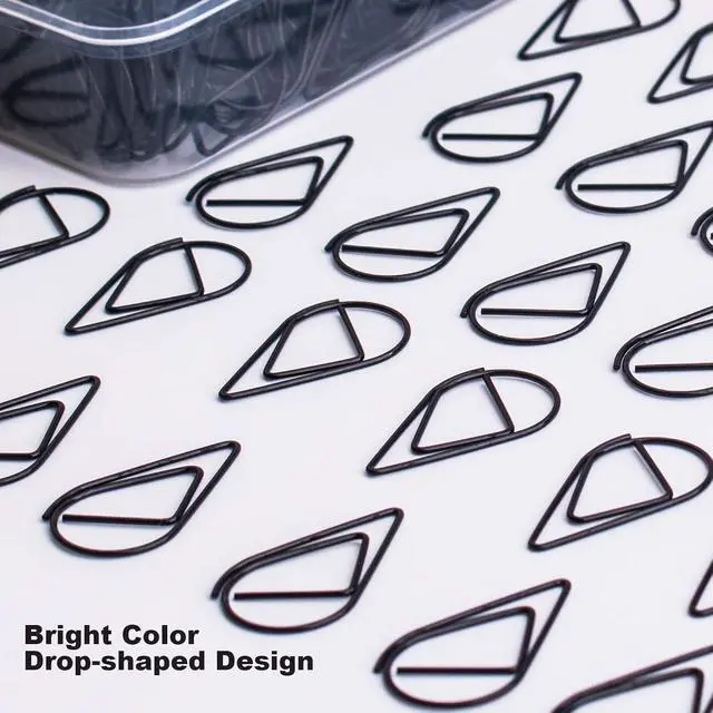 Alt view image 2 of 6 - VENCINK Black Cute Drop-Shaped Paper Clips, 1 inch, 300 Pieces | Drop-Shaped, Stainless Steel, For Office School Home Desk Organizers, Wedding, Bookmarks & Planners