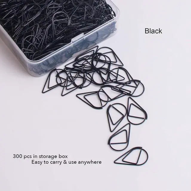 Alt view image 5 of 6 - VENCINK Black Cute Drop-Shaped Paper Clips, 1 inch, 300 Pieces | Drop-Shaped, Stainless Steel, For Office School Home Desk Organizers, Wedding, Bookmarks & Planners
