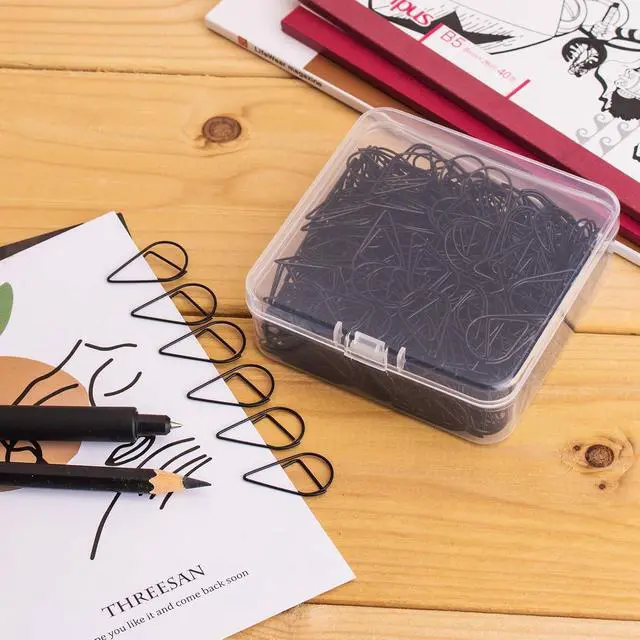 Alt view image 6 of 6 - VENCINK Black Cute Drop-Shaped Paper Clips, 1 inch, 300 Pieces | Drop-Shaped, Stainless Steel, For Office School Home Desk Organizers, Wedding, Bookmarks & Planners