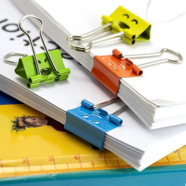 Alt view image 6 of 7 - Officemate Happy Smiling Face Binder Clips, Small Size, 42 in Pack, Comes in Assorted Colors (31090)