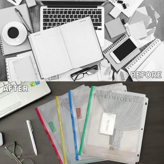 Alt view image 4 of 6 - YoeeJob 8 Pack Zipper Binder Pockets for 3 Ring Binders, Assorted Color
