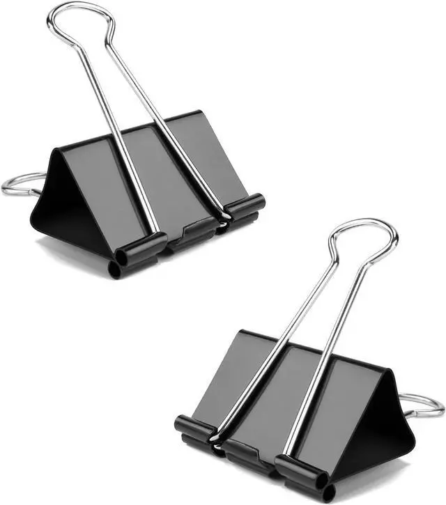 Alt view image 4 of 6 - Small Binder Clips, 96 Pack, 3/4 Inch, Standard 19mm, Black, Capacity 0.31 Inch, Fold Clamp, Paper Clips, Office Clips, School & Home Use