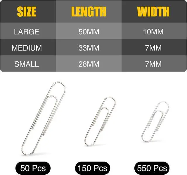 Alt view image 2 of 7 - Kempshott 750 Paper Clips Assorted Sizes Small, Medium and Large Paper Clips for Paperwork Ideal for Home, School and Office Use (Assorted, Silver)