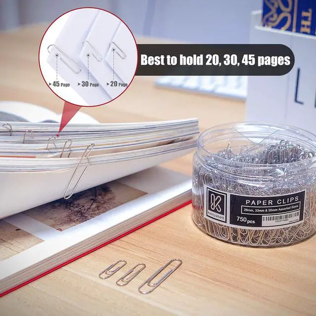 Alt view image 3 of 7 - Kempshott 750 Paper Clips Assorted Sizes Small, Medium and Large Paper Clips for Paperwork Ideal for Home, School and Office Use (Assorted, Silver)
