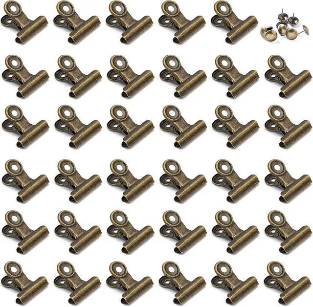 Alt view image 7 of 7 - Bulldog Clips with Hole for Push-pin, Paper File Clips with Strong Spring, Small Metal Binder Clips, Seal Clamps for Coffee Tea Food Bags, Decorative Clips for DIY Photo Grid (Bronze, 22 mm)