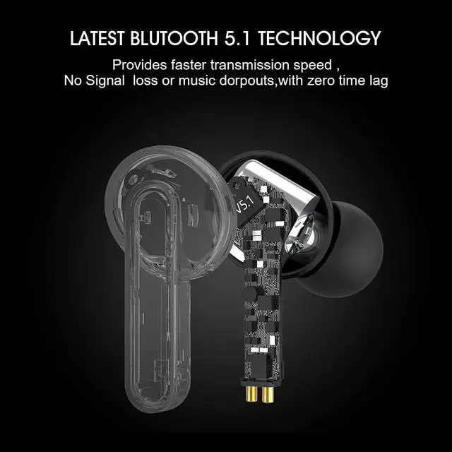 Alt view image 3 of 7 - QCY T11 True Wireless Earbuds with 4 Mics Noise Cancelling, in-Ear Detection Headphones Bluetooth 5.1, Deep Bass, App Customize, Touch Control, Type-C, 35H Paytime Earphone for Workout (Black)