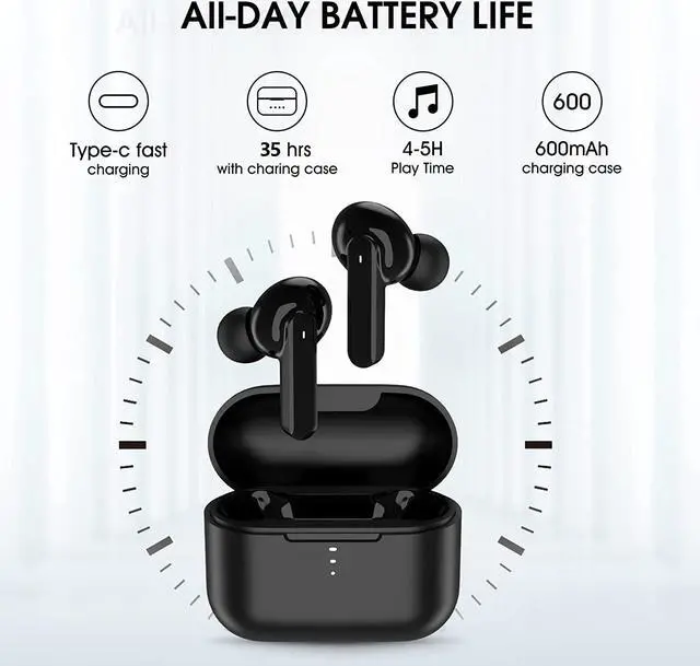 Alt view image 5 of 7 - QCY T11 True Wireless Earbuds with 4 Mics Noise Cancelling, in-Ear Detection Headphones Bluetooth 5.1, Deep Bass, App Customize, Touch Control, Type-C, 35H Paytime Earphone for Workout (Black)