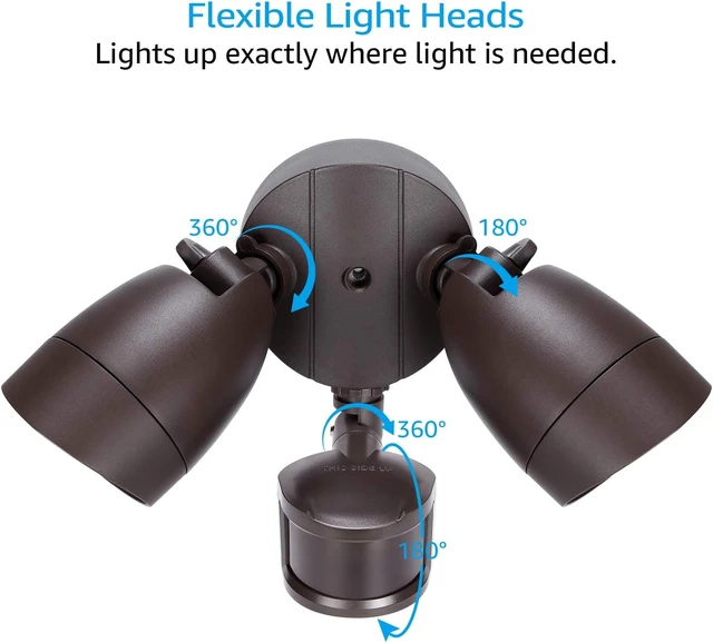 Alt view image 6 of 7 - LEONLITE LED Security Light Outdoor Motion Sensor Dusk to Dawn 3000K Bronze