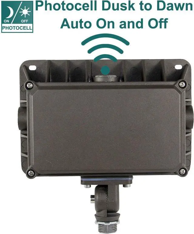 Alt view image 2 of 6 - LED Flood Light 50W, Dusk-to-Dawn Photocell, 5000K 6500lm 100-277Vac, 180-degree Adjustable Knuckle, Waterproof Outdoor Security Lighting Fixtures, ETL Listed (4-Pack)