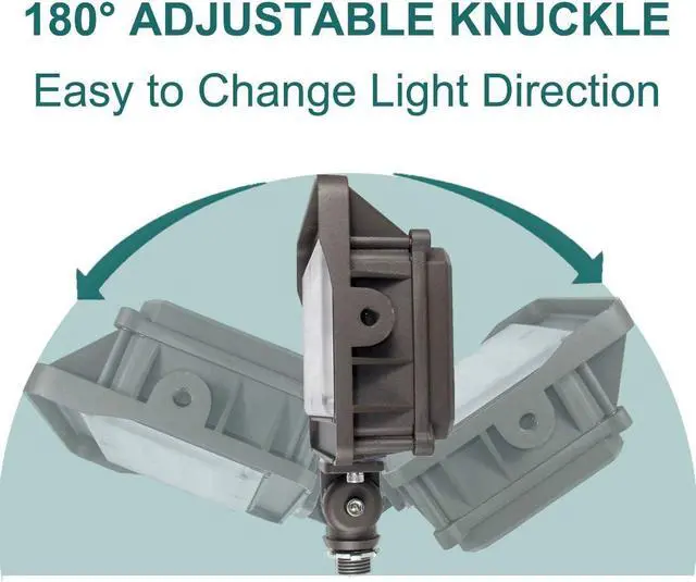Alt view image 2 of 7 - LED Flood Light Outdoor 50W, 6500LM (200W HPS/MH Equiv.) 5000K Daylight, Waterproof Knuckle Mount LED Outdoor Flood Lights for Garden Porch Yard, 100-277V ETL Listed