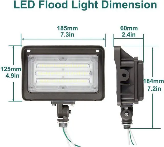 Alt view image 3 of 7 - LED Flood Light Outdoor 50W, 6500LM (200W HPS/MH Equiv.) 5000K Daylight, Waterproof Knuckle Mount LED Outdoor Flood Lights for Garden Porch Yard, 100-277V ETL Listed