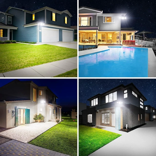 Alt view image 7 of 7 - Onforu 70W LED Dusk to Dawn Outdoor Lighting,2 Packs 7000LM Exterior Flood Lights,IP65 Waterproof Outdoor 3 Adjustable Heads Photocell White Lights Fixture,6500K Daylight White Floodlights(White)