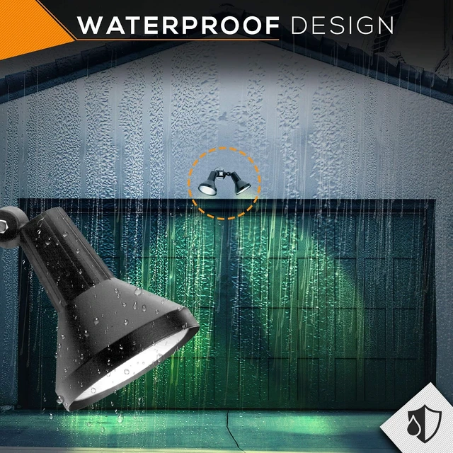 Alt view image 5 of 7 - Ciata 15" Outdoor Security Flood Light 2 Head with Heavy Duty Cast Aluminum Body 150W PAR38 Weather Proof Black Finish (2 Pack)