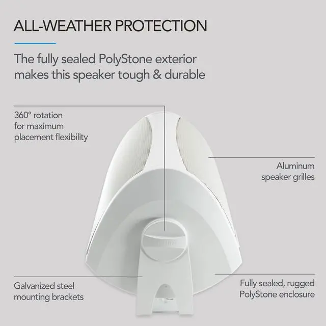 Alt view image 4 of 4 - Definitive Technology AW 5500 All Weather Speaker with Bracket - Each (White)