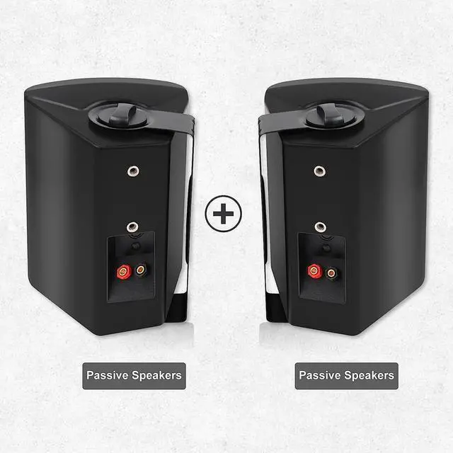 Alt view image 4 of 7 - Herdio 5.25 Inches Passive Outdoor Speakers Wired Waterproof, 300 Watts Wall Mount Speakers All Weather for Patio Indoor Deck Countryard (1 Pair, Black)