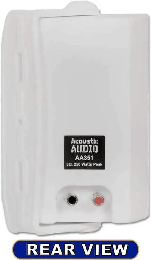 Alt view image 7 of 7 - Acoustic Audio by Goldwood AA351W 2 Way High Performance Indoor Outdoor 500W Speakers with Powerful Bass (1 Pair, White)