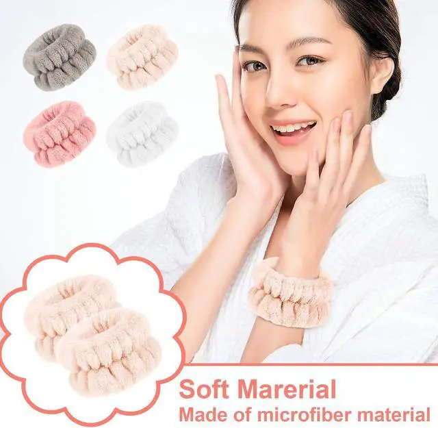 Alt view image 5 of 7 - Chuangdi 4 Pairs Wrist Bands for Washing Face Microfiber,Stylish Colors | Soft Absorbent Spa Scrunchies, Keep Arms Dry During Facial Cleansing, Ideal for Makeup Removal and Skincare Routines