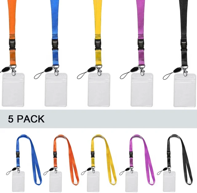 Alt view image 7 of 7 - 5Pack Neck Lanyards Detachable Buckle with Clear Vertical Badge Holders